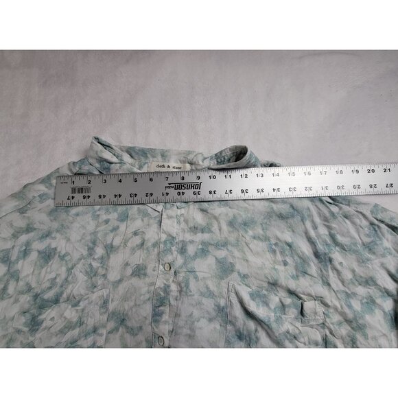 Cloth & Stone Womens Button-Up Long Sleeve Blouse 3X Blue Tie-Dye 100% Rayon - Picture 6 of 8